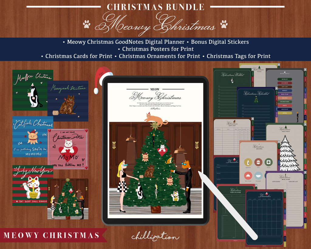 Purr-fectly Organized Digital Christmas Planner & Printable Bundle